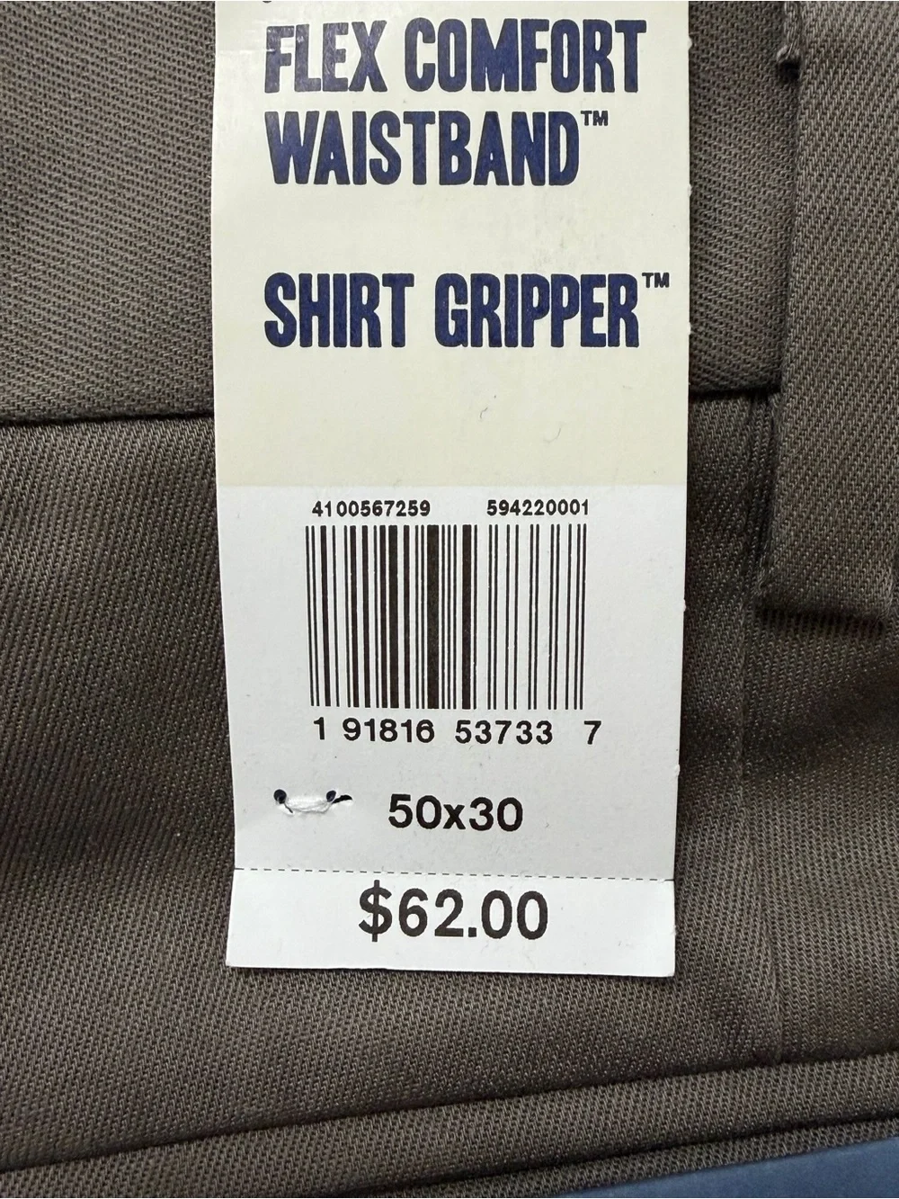 Dockers Signature Khaki Pants Classic Fit Lux Cotton Dark Pebble Mens Size 50x30